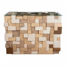 Pair of wood and faux shagreen consoles